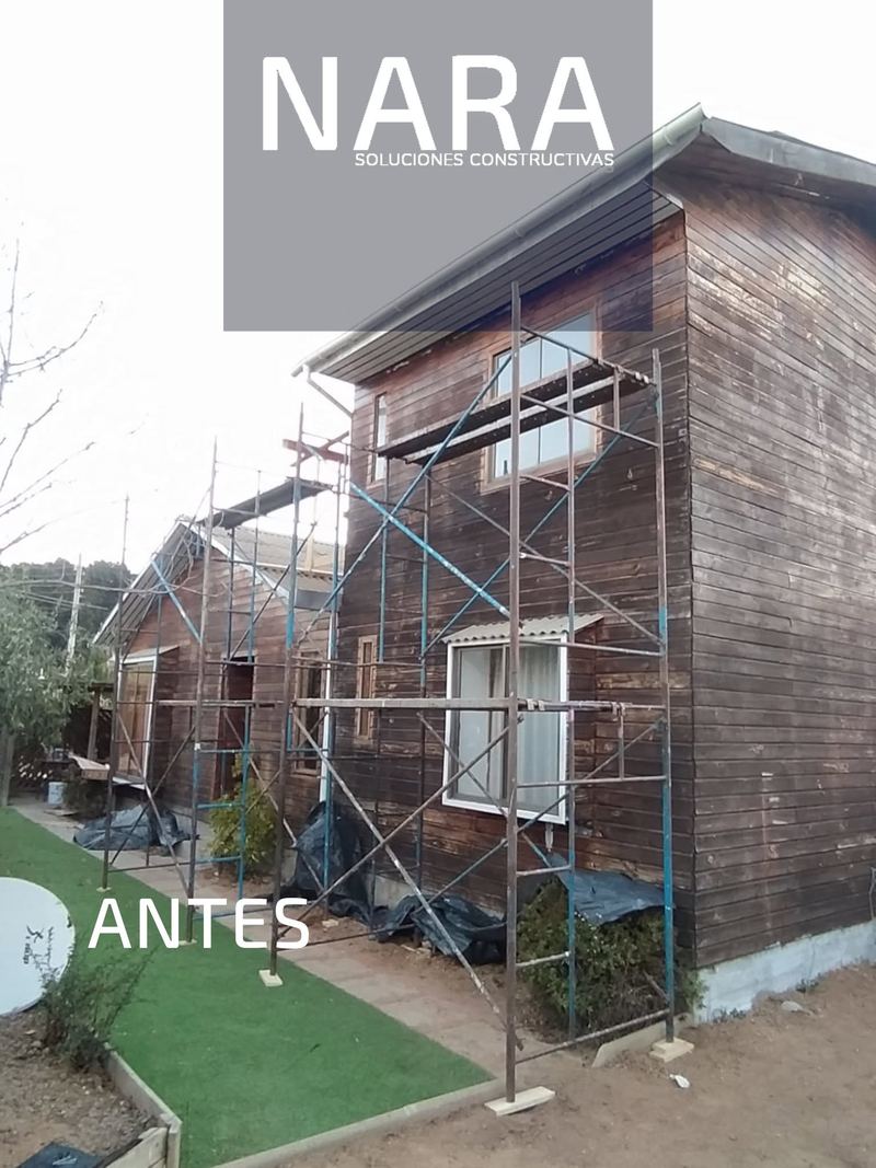 Antes: revestimiento exterior con siding y pintura de cierros