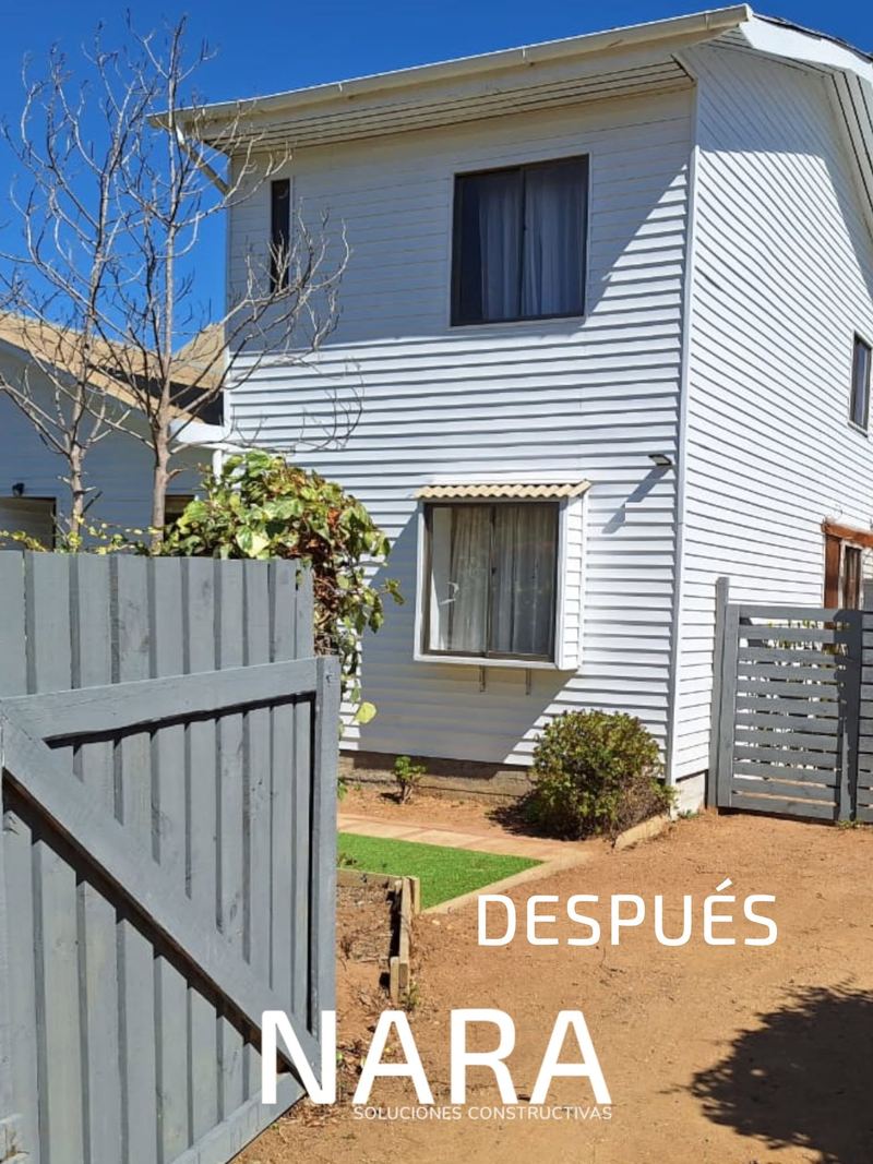 Después: revestimiento exterior con siding y pintura de cierros